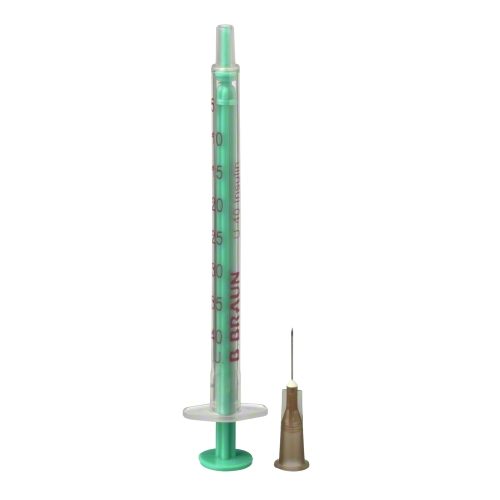 Insulin syringes for U 40 insulin with enclosed needle